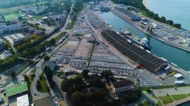 Yeni Port Gdansk Nowy Port Aerial View Poland. Yüksek kalite 4k görüntü