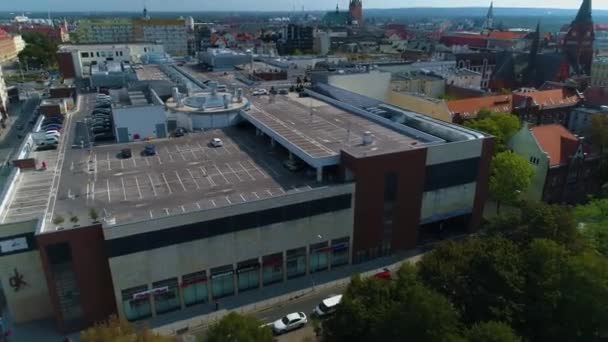 Galerie Mall Szczecin Galeria Kaskada Aerial View Polen Hoge Kwaliteit — Stockvideo