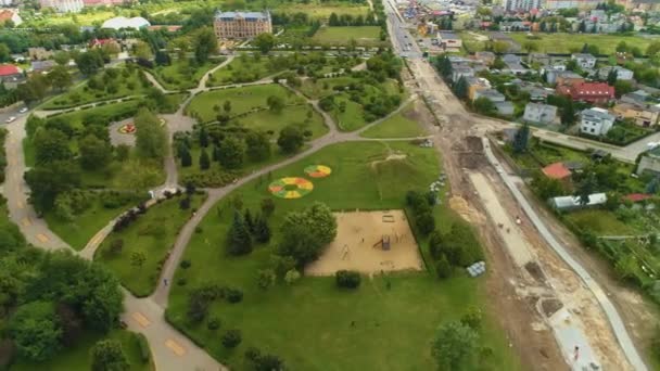 Speeltuin Park Wladyslawa Lokietka Wloclawek Plac Zabaw Aerial View Polen — Stockvideo