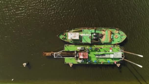 Boats Marina Lagoon Wloclawek Wisla Przystan Zalewie River Vistula Aerial — стокове відео