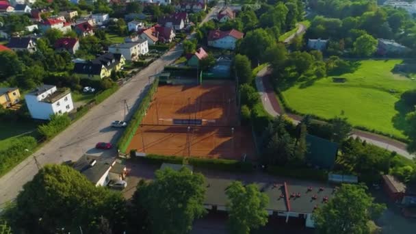 Tennisbanen Rumia Korty Tenisowe Aerial View Polen Hoge Kwaliteit Beeldmateriaal — Stockvideo