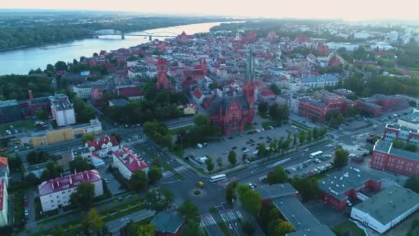 Plac Swietej Katarzyny Panorama Torun Aerial View Poland Vysoce Kvalitní — Stock video