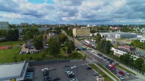 Kolobrzeska Street Olsztyn Bus Mpk Aerial View Poland High Quality — Stock Video