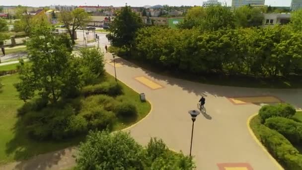 Park Wladyslawa Lokietka Wloclawek Downtown Flygfoto Polen Högkvalitativ Film — Stockvideo