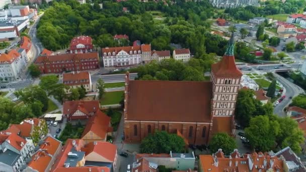 Basilika Gamla Stan Olsztyn Bazylika Stare Miasto Flygfoto Polen Högkvalitativ — Stockvideo