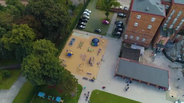 Playground Escola Pública Wloclawek Publiczna Szkola Vista Aérea Polônia Imagens — Vídeo de Stock