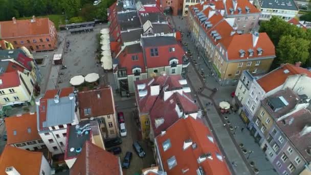 Old Town Street Olsztyn Staromiejska Aerial View Poland High Quality — Stock Video