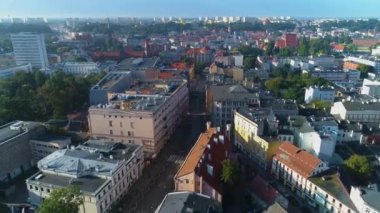 Sokak Gdanska Plac Wolnosci Bydgoszcz Hava Görüntüsü Polonya. Yüksek kalite 4k görüntü