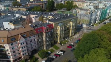 Kiralama Kamienice Plac Andersa Szczecin Hava Görüntüsü Polonya. Yüksek kalite 4k görüntü