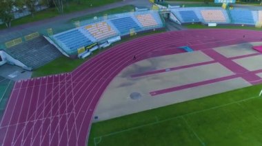 Elana Club Stadyumu Torun Stadyumu Klubu Sportowego Hava Manzarası Polonya. Yüksek kalite 4k görüntü