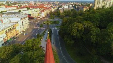 Ortodoks Kilisesi Stargard Cerkiew Piotra Pawla Rondo Hava Görüntüsü Polonya. Yüksek kalite 4k görüntü