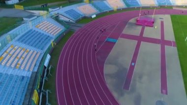Elana Club Stadyumu Torun Stadyumu Klubu Sportowego Hava Manzarası Polonya. Yüksek kalite 4k görüntü