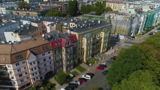 Činžovní Dům Kamienice Plac Andersa Szczecin Aerial View Polsko Vysoce — Stock video