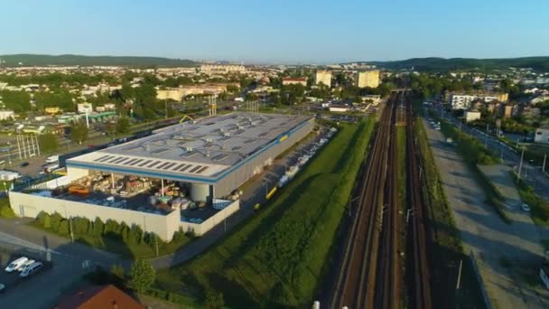 Építési Bolt Rumia Sklep Tory Kolejowe Aerial View Lengyelország Kiváló — Stock videók