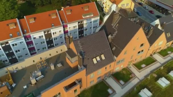 Apartamentos Street Chrobrego Stargard Domy Aerial View Poland Imagens Alta — Vídeo de Stock