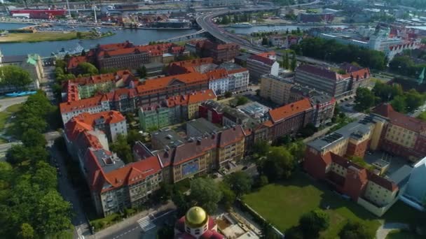 Szczecin Krajobraz Hava Manzaralı Polonya Nın Güzel Panoraması Yüksek Kalite — Stok video