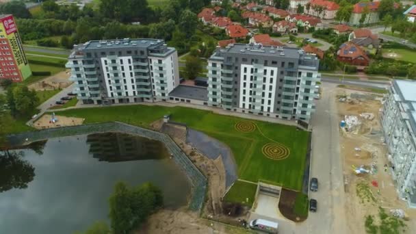 Appartamenti Pond Staw Glinianki Pila Domy Osiedle Vista Aerea Polonia — Video Stock