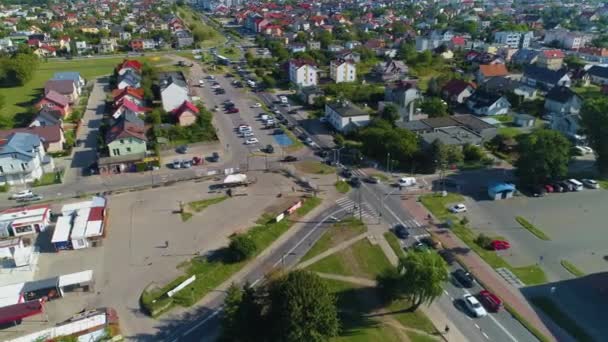 Landscape Street Debogorska Obchody Rumia Sklepy Aerial View Polsko Vysoce — Stock video