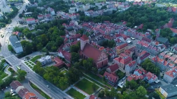 Basilica Old Town Olsztyn Bazylika Stare Miasto Vista Aérea Polonia — Vídeo de stock