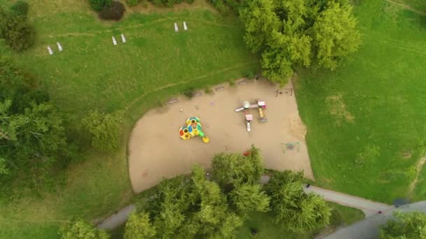 Parque Infantil Beautiful Park Janusz Kusocinski Olsztyn Vista Aérea Polônia — Vídeo de Stock