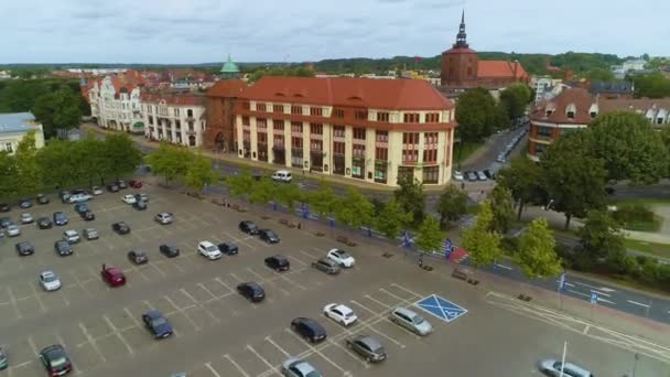 Victory Square Slupsk Plac Zwyciestwa Flygfoto Polen Högkvalitativ Film — Stockvideo