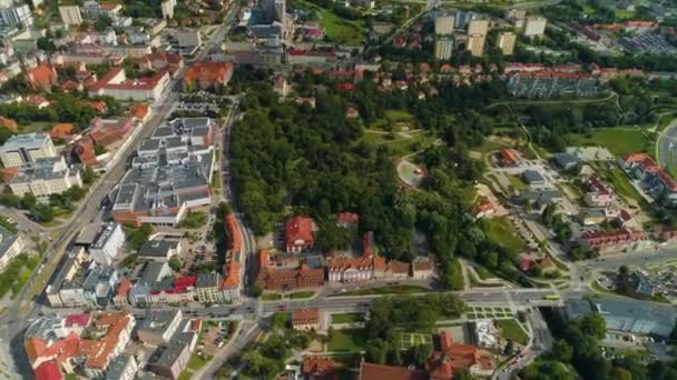 Panorama Old Town Olsztyn Stare Miasto Aerial View Poland High — Stock Video