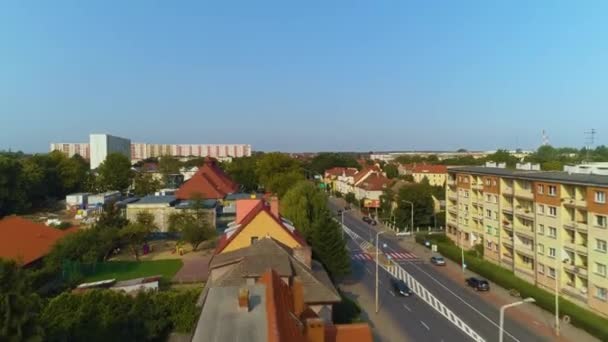 Panorama Street Szczecinska Stargard Krajobraz Flygfoto Polen Högkvalitativ Film — Stockvideo