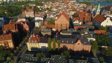 Eski Kasaba Meydanı Torun Stary Rynek Hava Görüntüsü Polonya. Yüksek kalite 4k görüntü