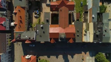 Plac Jakuba Wejhera Wejherowo Rynek Merkezi Pazar Meydanı Hava Görüntüsü Polonya. Yüksek kalite 4k görüntü