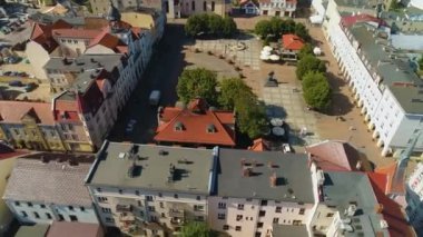 Plac Jakuba Wejhera Wejherowo Rynek Merkezi Pazar Meydanı Hava Görüntüsü Polonya. Yüksek kalite 4k görüntü