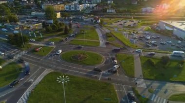 Kavşak Rondo Sobieskiego Grunwaldzka Rumia Hava Görüntüsü Polonya. Yüksek kalite 4k görüntü