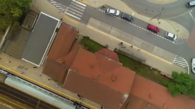 Wejherowo Tren İstasyonu Dworzec Kolejowy Pkp Hava Görüntülü Polonya. Yüksek kalite 4k görüntü