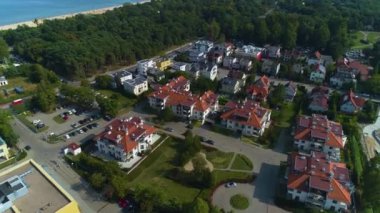 Baltık Denizi kıyısındaki Apartmanlar Gdansk Apartmanı Morze Hava Manzaralı Polonya. Yüksek kalite 4k görüntü