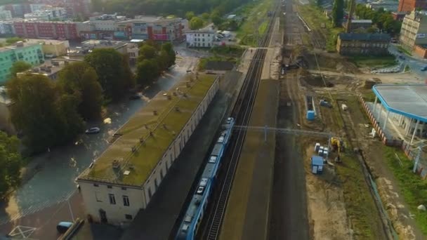 Železniční Stanice Stargard Dworzec Kolejowy Aerial View Polsko Vysoce Kvalitní — Stock video
