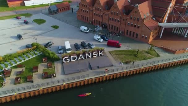 Inscrição Gdansk Napis Aerial View Poland Imagens Alta Qualidade — Vídeo de Stock