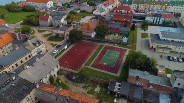 Základní Škola Hřiště Wloclawek Boiska Szkola Aerial View Polsko Vysoce — Stock video