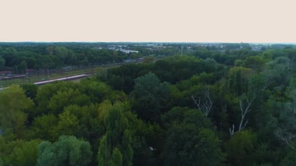 Dworzec Kolejowy Toruń Głowny Dworzec Kolejowy Widok Lotu Ptaka Polska — Wideo stockowe