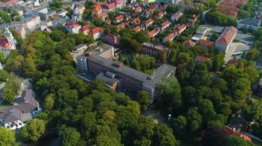 Szczecin Szpital Wojskowy Havaalanı Polonya Askeri Hastanesi. Yüksek kalite 4k görüntü