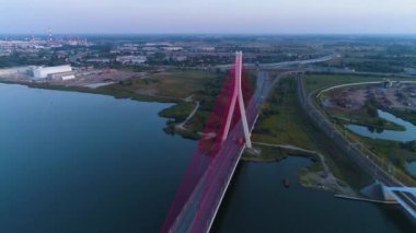 Kırmızı Köprü Ölü Vistula Gdansk En Czerwony Martwa Wisla Hava Görüntüsü Polonya. Yüksek kalite 4k görüntü