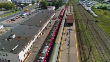 Tren İstasyonu Wloclawek Dworzec Kolejowy Pkp Hava Görüntüleme Polonya. Yüksek kalite 4k görüntü