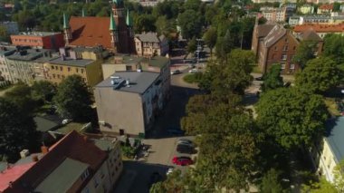 Rondo Leona Wielkiego Kilisesi Wejherowo Kosciol Kostki Hava Görüntüsü Polonya. Yüksek kalite 4k görüntü