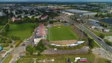 Panorama Stadyumu Stomil Olsztyn Stadyumu Hava Görüntüsü Polonya. Yüksek kalite 4k görüntü