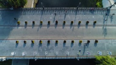 Mostowa Tiyatro Meydanı Brda Bydgoszcz Plac Teatralny Hava Görüntüsü Polonya. Yüksek kalite 4k görüntü