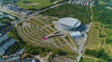 Güzel Spor Salonu Gdansk Ergo Arena Panorama Hava Manzarası Polonya. Yüksek kalite 4k görüntü