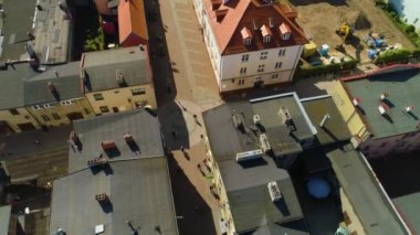 Pucka Wejherowo sokağı şehir merkezi hava manzaralı Polonya. Yüksek kalite 4k görüntü
