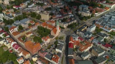 Panorama Eski Kasabası Olsztyn, Miasto Hava Manzarası Polonya 'ya bakıyor. Yüksek kalite 4k görüntü
