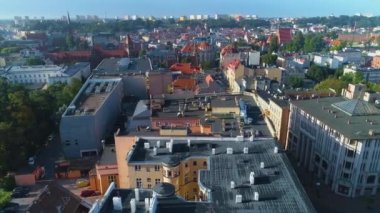 Sokak Gdanska Plac Wolnosci Bydgoszcz Hava Görüntüsü Polonya. Yüksek kalite 4k görüntü