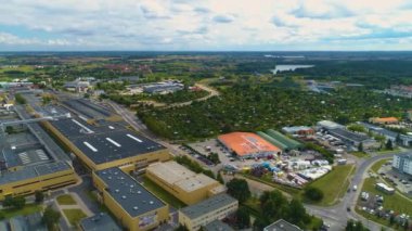 Olsztyn Ogrody Ogrody Dzialkowe hava manzaralı Polonya manzaralı peyzaj arazileri. Yüksek kalite 4k görüntü