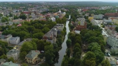 Güzel Peyzaj Slupsk Nehri Slupsk Rzeka Hava Manzarası Polonya. Yüksek kalite 4k görüntü