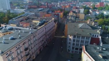 Sokak Gdanska Plac Wolnosci Bydgoszcz Hava Görüntüsü Polonya. Yüksek kalite 4k görüntü